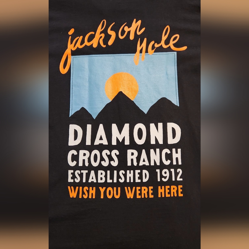 Mens Diamond Cross Ranch Vintage Large Black T Shirt Collectors Jackson Hole, WY